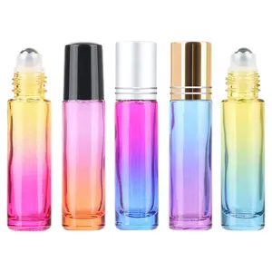 Tüp parfüm şişesi cam rulo uçucu yağ çelik metal bilye renkli rulo şişeler