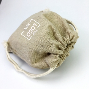 Sac à cordon de serrage en coton et lin, vente en gros - Product Image 3