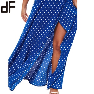 OEM <strong>Long</strong> Sexy Party Night Club Evening Maxi Dresses Women Summer <strong>Beach</strong> <strong>Wear</strong> Plus Size Blue Polka Dot Dress - Product Image 5