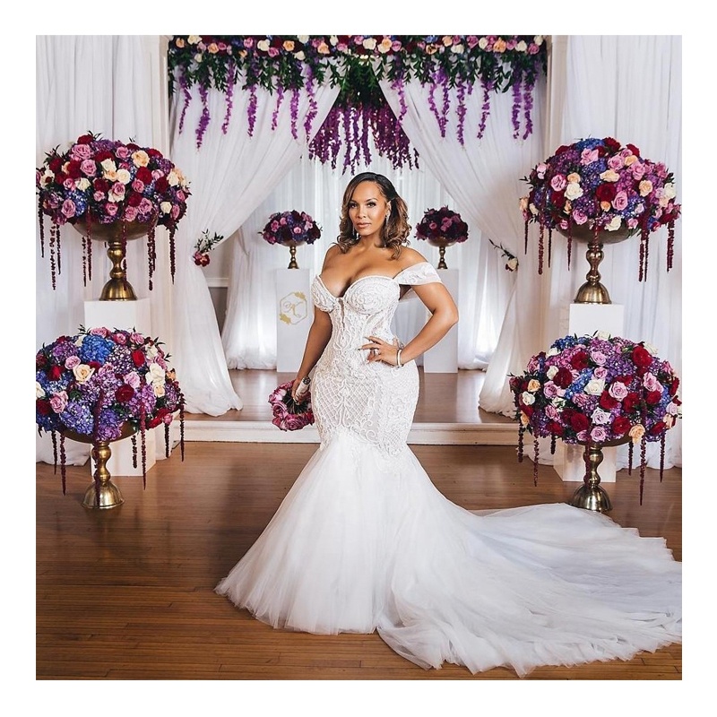 chinese dress ladies GREOENEL Amor Plus Size Mermaid Wedding Dresses with Detachable Train  Beaded Lace Appliqued African ASO EBI Bridal Gown (as1, Numeric, Numeric_2,  Regular, Regular) White at Amazon Women's Clothing store main image 0