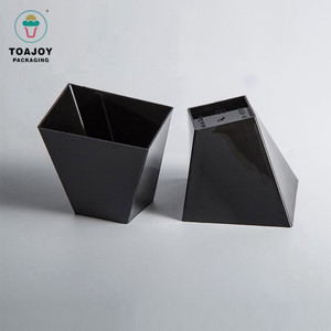 9 oz negro de alimentos de plástico contenedor desechable mini cuadrado mousse postre tazas - Product Image 1