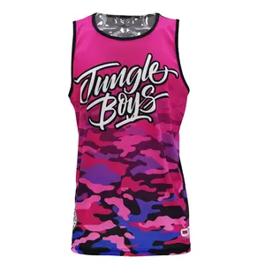 Tank Top Camo Kustom Grosir Murni dengan Singlet Gym Cetak Sublimasi untuk Wanita