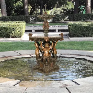 Statue de fontaine en laiton, complète, sculpture de fontaine à quatre carreaux en bronze, à vendre