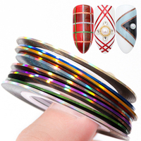 Rubans adhésifs holographiques 3D pour ongles en plastique 0,8 mm/1 mm/2 mm/3 mm, écologiques, à paillettes laser, pour décoration de manucure