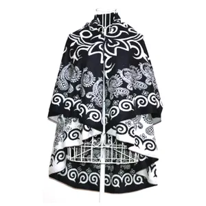 Pashmina redonda poncho lateral duplo, com furo