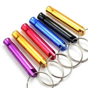 Large Outdoor Aluminum Survival Tools Camping Emergency Whistle with Keychain