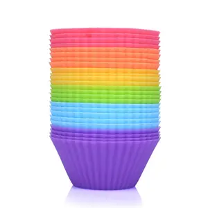 Rastgele renk Muffin kalıpları silikon kalıp 7cm Bakeware Cupcake Liner Cupcake standı DIY pişirme kek dekorasyon araçları