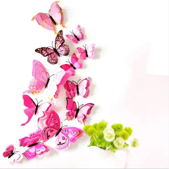 Tahun Baru 3D Dekoratif Stiker PVC Butterfly 3D Stiker Dinding