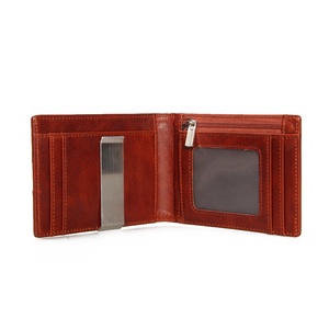 <span class=keywords><strong>Portafoglio</strong></span> da <span class=keywords><strong>Uomo</strong></span> Personalizzato, Protezione RFID, in Pelle Pieno Fiore Marrone Cerata, con Tasca con <span class=keywords><strong>Cerniera</strong></span>, Portamonete Corto, OEM/ODM - Product Image 1