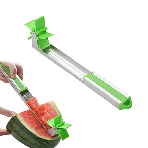 2021 Watermeloen Slicer Cutter Mes Windmolen Watermeloen Meloen Tang Corer Rvs Groente Fruit Cubes Slicer