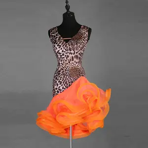 Abito da Ballo Latino Leopardato da Donna e Ragazza per Competizione a Basso Costo - Product Image 1