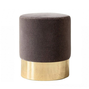 Pouf Ottoman en Tissu Velours pour Salon, Base Métallique Dorée, Repose-Pieds Rond, Vente Chaude - Product Image 3