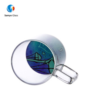 Stemless tops de Constellation wine drinking glass cup <span class=keywords><strong>egg</strong></span> shape water milk glass cup with handle - Product Image 2