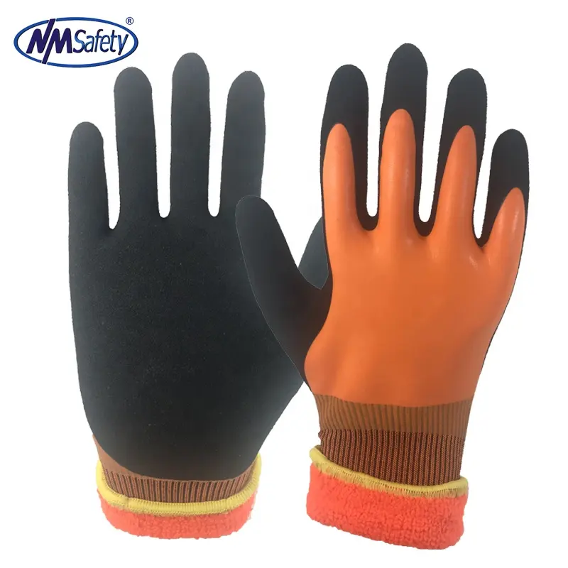 NMSAFETY Heavy Duty Due Strati di lavoro a maglia e Due strati di Freddo Inverno All'aperto di Guida Lavoro Micro Sandy In Lattice Rivestito Guanti