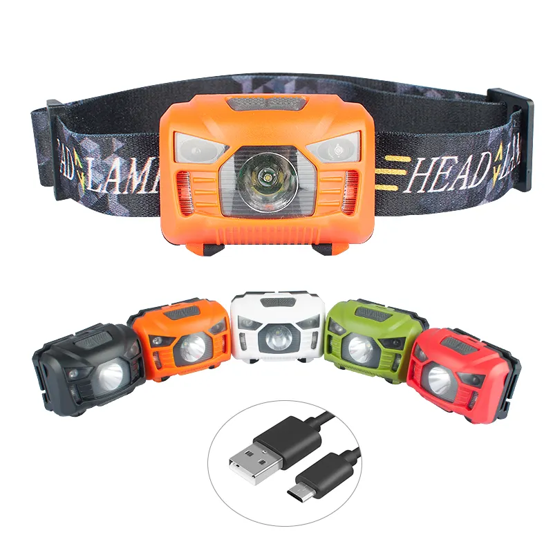 USB Rechargeable sensor mini headlamp High Power Waterproof LED headlight with red light for fishing camping walking