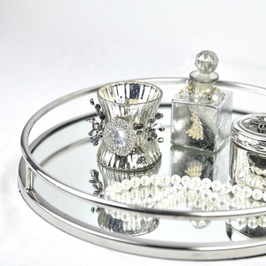 Fabbrica diretta da bagno decorativi rotonda d'argento del metallo a <span class=keywords><strong>specchio</strong></span> <span class=keywords><strong>vassoio</strong></span> per promozionale di vendita - Product Image 3