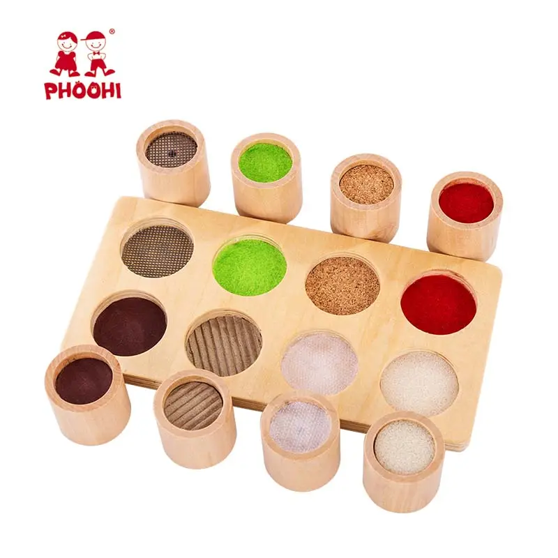 Wooden educational montessori sensorial teaching baby touch training game toy for kids