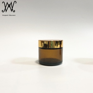 50g 1.75 oz dày thủy tinh màu hổ phách <span class=keywords><strong>salve</strong></span> kem jar với nắp màu đen container mỹ phẩm bao bì - Product Image 2