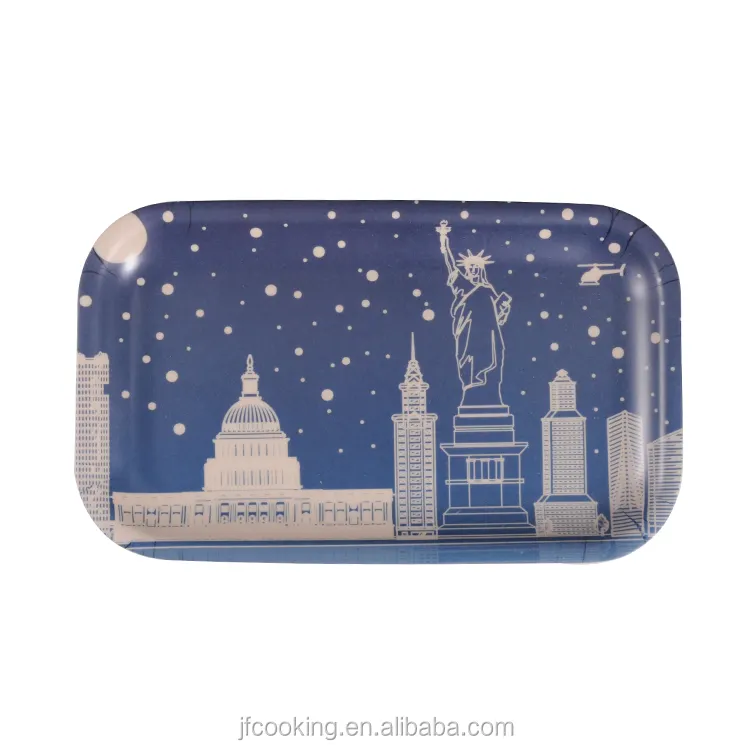 Лидер продаж 2022, оптовая продажа, прямоугольный пластиковый Меламиновый поднос с индивидуальным принтом