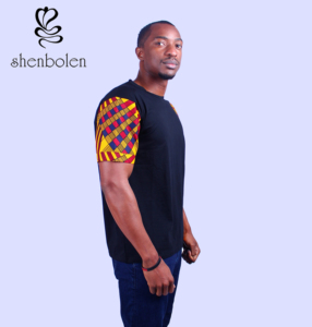 Wholesale 100% Cotton <strong>African</strong> Kitenge Top Designs <strong>Men's</strong> T <strong>Shirt</strong> High Quality - Product Image 3