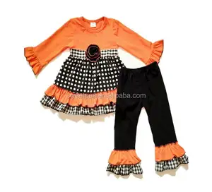 Risa Luna Remake trajes enrejado patrón flor vestido Legging pantalones Boutique ropa de bebé niñas