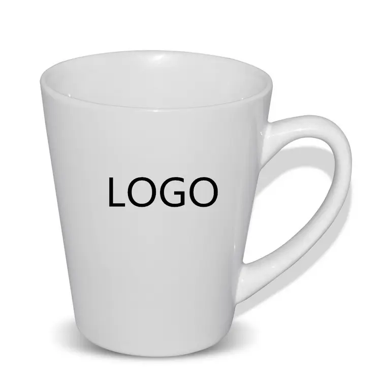 Blank Sublimation 12 oz white Ceramic cone shape Tazas Latte Mug coffee mugs for custom photo printing