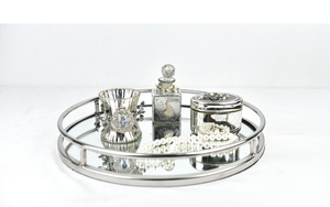 Fabbrica diretta da bagno decorativi rotonda d'argento del metallo a <span class=keywords><strong>specchio</strong></span> <span class=keywords><strong>vassoio</strong></span> per promozionale di vendita - Product Image 6
