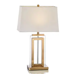 Amerikan modern masa lambası altın metal kristal taban