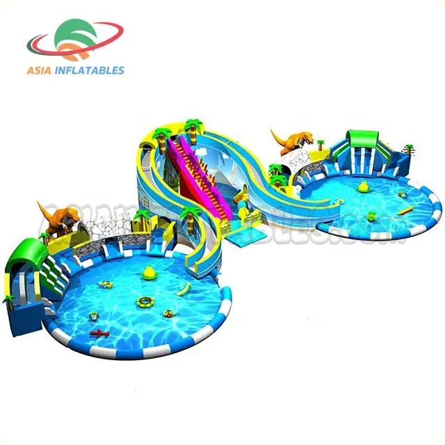 Tobogán inflable con piscina Parque inflable Aqua tierra juegos del Parque del Agua
