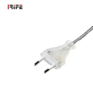 Groothandel kema keur vde Standaard 2.5a Transparante 2 Pin EU plug zout lamp kabels netsnoer met schakelaar H03VVH2-F platte draad