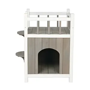 Cama clásica para perros con techo, para exteriores, interior, madera, casa para mascotas, paquete plano, casa para gatos