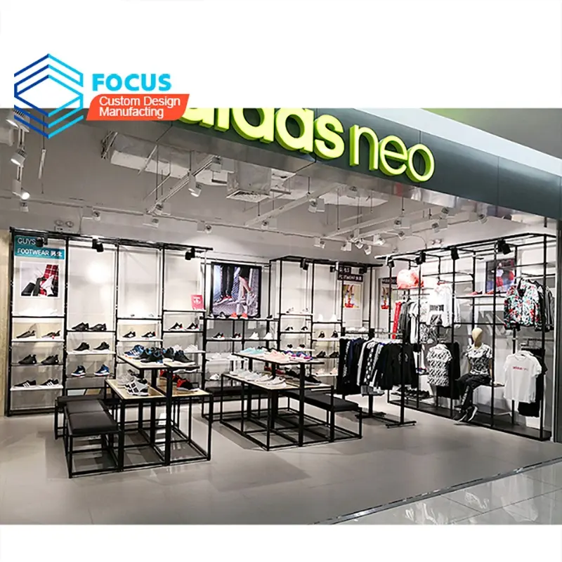 Wholesale Sport Shop Furniture Stainless Steel Cloth Showroom Interior Design Display Racks And Stands For Garments