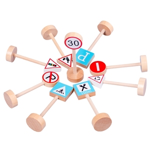 15 Pcs niños educativos de madera Montessori bloques de seguridad cognitiva carretera señales de tráfico de juguete - Product Image 2