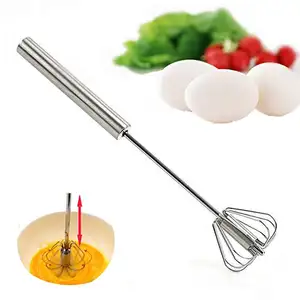 Utensilios de cocina Batidor de huevos giratorio manual de acero inoxidable