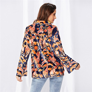 Casual coreano impresión Animal de <span class=keywords><strong>terciopelo</strong></span> de manga larga abierta cálido <span class=keywords><strong>abrigo</strong></span> chaqueta de invierno para las mujeres - Product Image 5