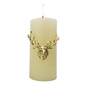 Alfileres de vela de cabeza de ciervo de metal, dorados, decorativos - Product Image 1