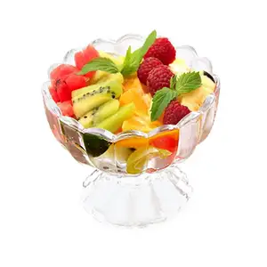 Hot sale Lead free glass fruit salad container mixing bowl glass salad dessert Ice Cream bowl