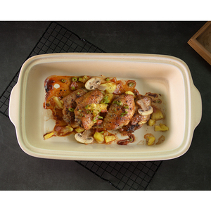 Ristorante stoviglie smaltato rettangolare cibo manico piatto in ceramica moderna - Product Image 1