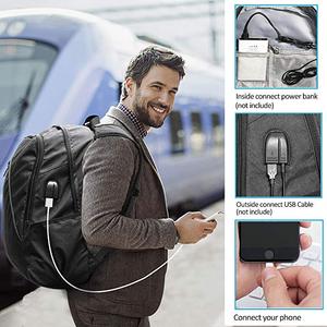 Mochila laptop para <span class=keywords><strong>a</strong></span> escola e viagem durável casual anti roubo mochila com USB porta de carregamento e fone de ouvido - Product Image 4