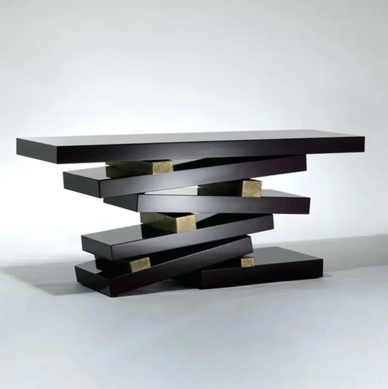 अद्वितीय डिजाइन सोना काला लकड़ी कंसोल तालिका