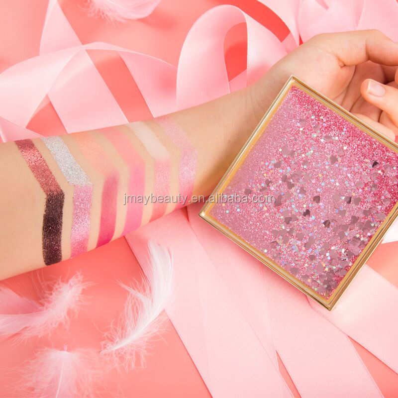 Paleta de sombra roxa 12 cores, paleta de sombra rosa com glitter estrelado