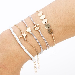 Personalizado de perla Corazón de <span class=keywords><strong>palma</strong></span> de coco cinco piezas pulseras - Product Image 1