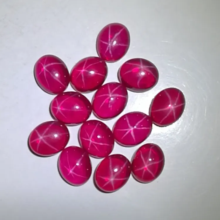 High quality oval cabochon transparent #5 synthetic star ruby