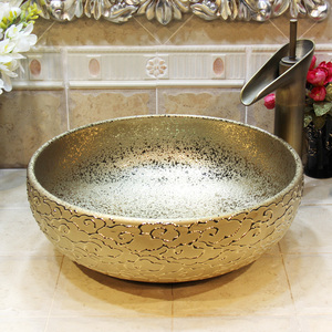 Jingdezhen fabbrica direttamente arte dipinto a mano in ceramica <span class=keywords><strong>lavabo</strong></span> intaglio dorato bagno <span class=keywords><strong>ciotola</strong></span> per Hotel - Product Image 4