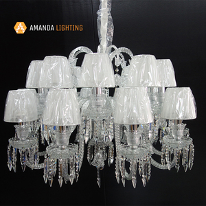 Elegante <span class=keywords><strong>Lampadario</strong></span> Barocco in Cristallo <span class=keywords><strong>Vintage</strong></span> Italiano con Paralume in Tessuto per Arredamento Casa - Product Image 6