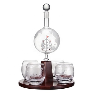 2018 Nouveau Design de Haute Qualité Gravé <span class=keywords><strong>Globe</strong></span> En Verre <span class=keywords><strong>Whisky</strong></span> <span class=keywords><strong>Carafe</strong></span> avec 4 Lunettes - Product Image 2