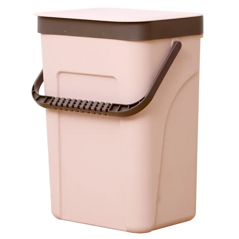 Waste Bin Plastic Trash Bin with Handles,Slim Office Bin Made of Durable Plastic,Trash Can for Bathroom, Kitchen