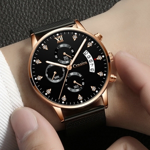 Orologio <span class=keywords><strong>da</strong></span> <span class=keywords><strong>Polso</strong></span> al Quarzo CRNAIRA di Lusso, Nuovo Modello Semplice ed Elegante, Impermeabile in Acciaio Inossidabile per <span class=keywords><strong>Uomo</strong></span> - Product Image 2