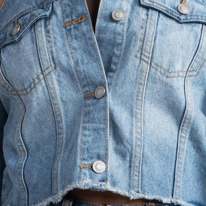 New Fashion Sexy off Shoulder <strong>Short</strong> Cropped <strong>Denim</strong> Jean <strong>Jacket</strong> Women - Product Image 5