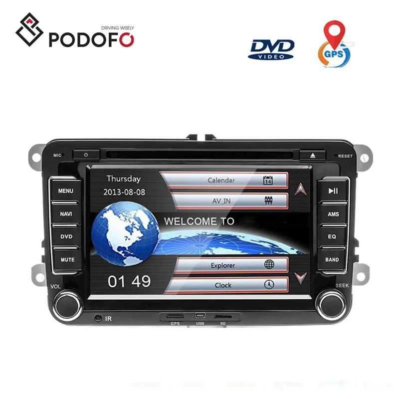 Podofo Автомобильный DVD Плеер 2 Din 7 "Авторадио GPS Навигация Bluetooth Автомобильный Радиоприемник Для VW PASSAT POLO GOLF